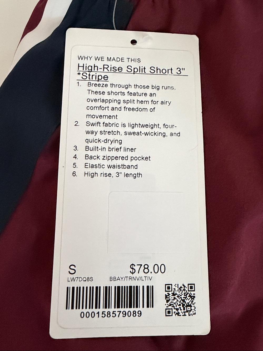 Lululemon - High Rise Split Short 3” *Stripe - Size S - NWT - Picture 6 of 8